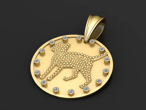 Rhinestone Cute Cat Necklace pendant 3D Print Model