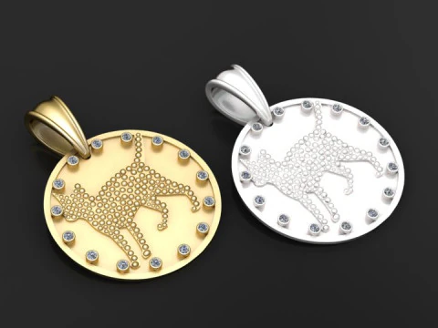 Rhinestone Cute Cat Necklace pendant 3D Print Model
