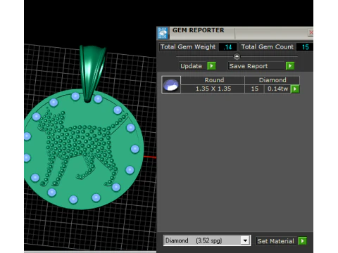 Rhinestone Cute Cat Necklace pendant 3D Print Model