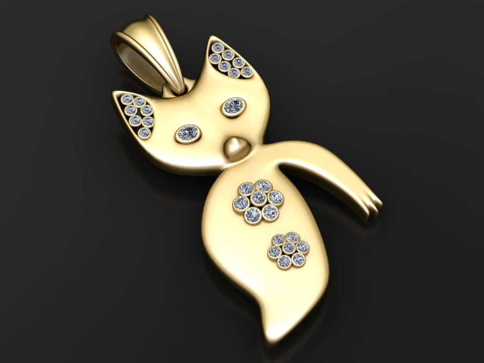 Teamer Cute Cat Kitten Pendant 3D Print Model .c4d .max .obj .3ds .fbx .stl .blend 
