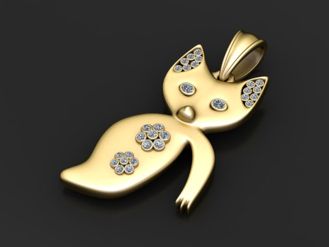 Teamer Cute Cat Kitten Pendant 3D Print Model