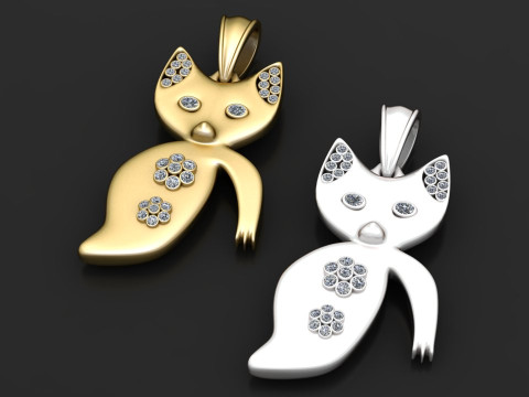 Teamer Cute Cat Kitten Pendant 3D Print Model