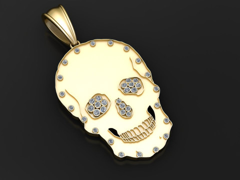 Skull Pendant Pave Diamond Skull Diamond Pendant 3D Print Model