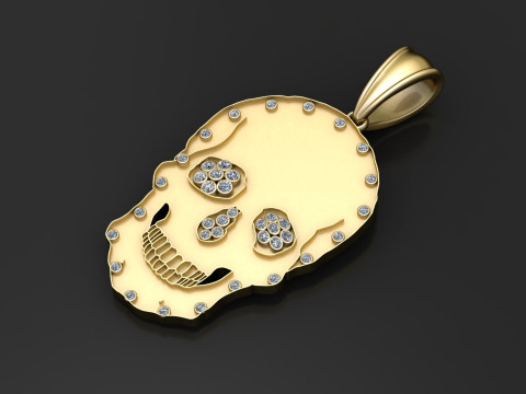 Skull Pendant Pave Diamond Skull Diamond Pendant 3D-printmodel