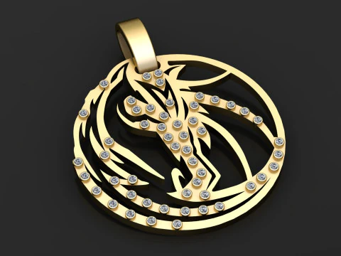 Ciondolo con drago volante di fiamma Modello di stampa 3D