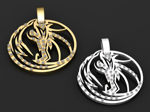 Flame Flying Dragon Pendant 3D-Druckmodell