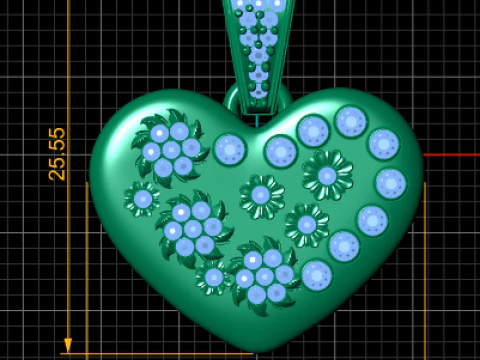 Solid 14K Yellow Gold Heart Pendant 3D Print Model