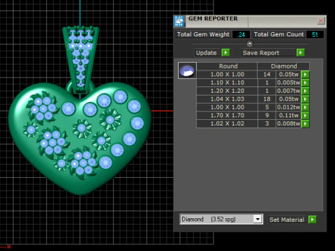 Solid 14K Yellow Gold Heart Pendant 3D Print Model