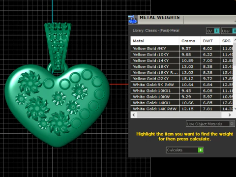 Solid 14K Yellow Gold Heart Pendant 3D Print Model