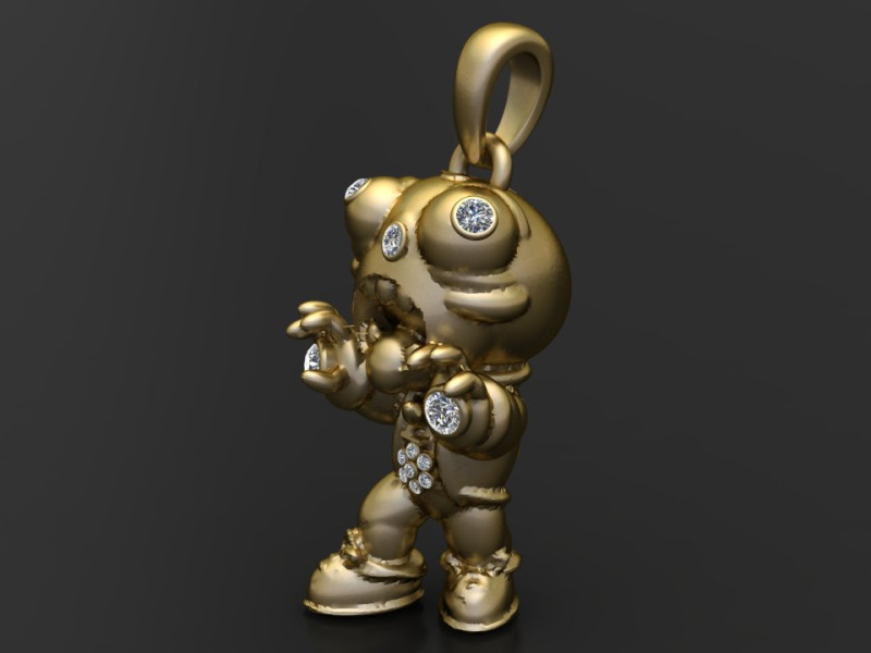 Iced Out Green Accented Moissanite Pendant 3D Print Model .c4d .max .obj .3ds .fbx .stl .blend