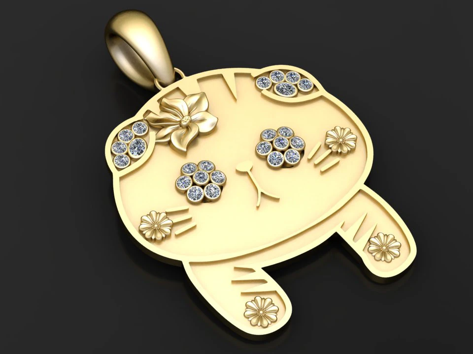 Cat and Kitten Pendant 3D Print Model .c4d .max .obj .3ds .fbx .stl .blend