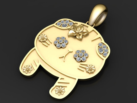 Cat and Kitten Pendant 3D-printmodel