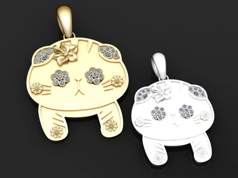 Cat and Kitten Pendant 3D Print Model