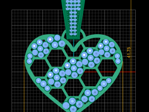 Ciondolo a forma di cuore color oro a pettine Modello di stampa 3D