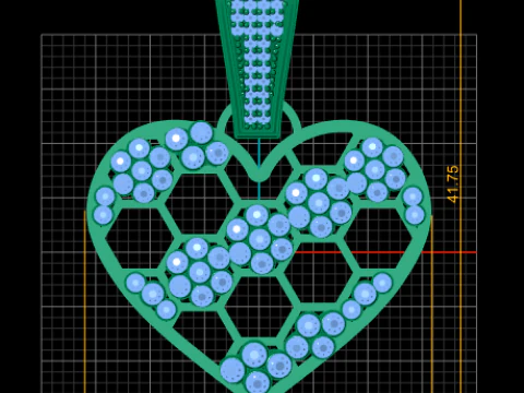 Comb Gold Tone Heart pendant 3D Print Model