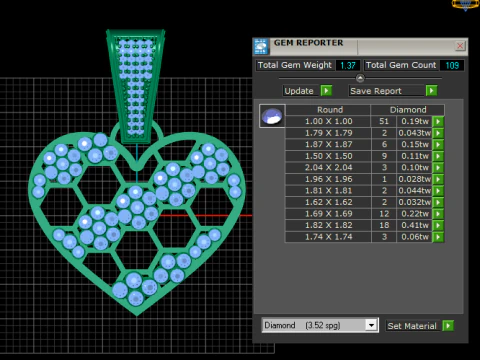 Comb Gold Tone Heart pendant 3D Print Model