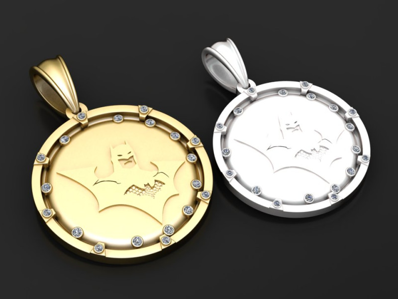 Batman Pendant and chain pendant Modello di stampa 3D .c4d .max .obj .3ds .fbx .stl .blend
