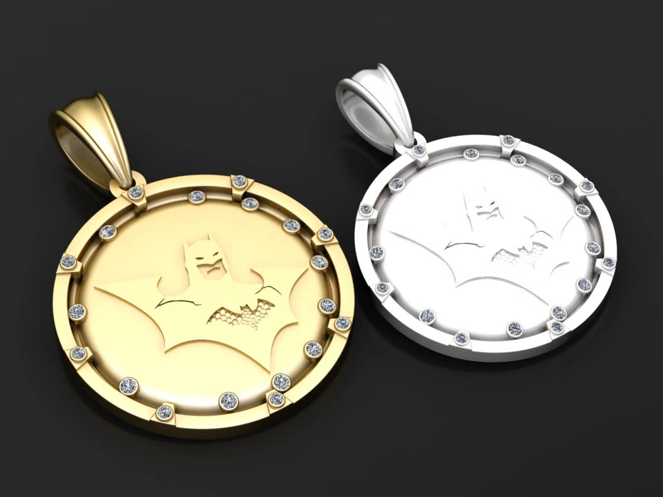 Batman Pendant and chain pendant 3D Print Model .c4d .max .obj .3ds .fbx .stl .blend 