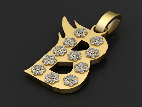 The BLING KING B Pendant 3D Print Model