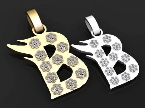 The BLING KING B Pendant 3D Print Model