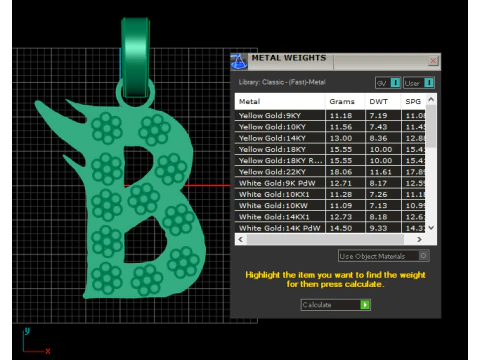 The BLING KING B Pendant 3D Print Model