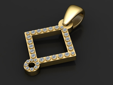SQUARE SHAPE GOLD PENDANT 3D Принт Модель