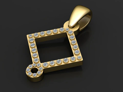 SQUARE SHAPE GOLD PENDANT 3D Print Model