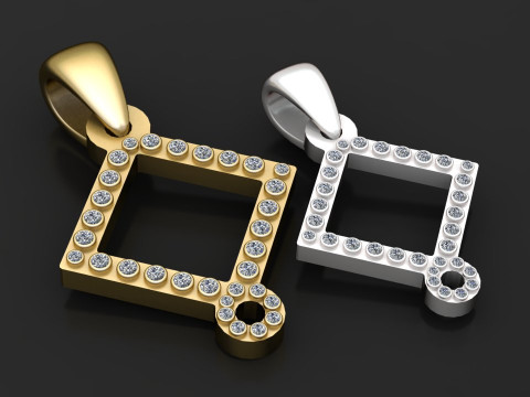 SQUARE SHAPE GOLD PENDANT 3D Принт Модель