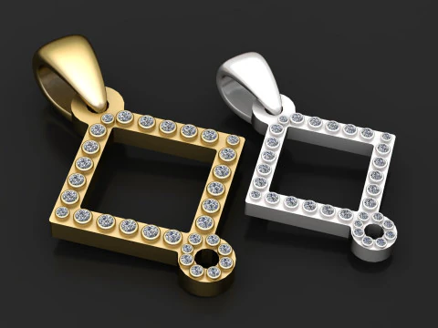 SQUARE SHAPE GOLD PENDANT 3D Print Model