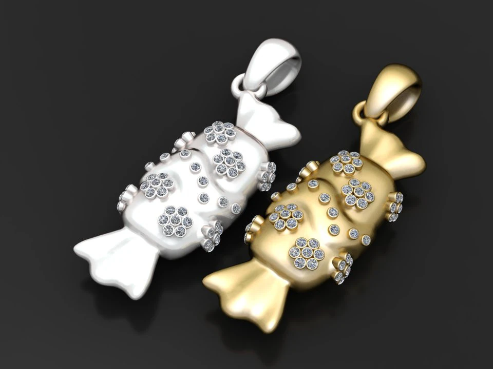 CANDY CANE PENDANT 3D Print Model .c4d .max .obj .3ds .fbx .stl .blend 