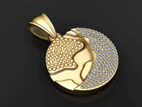 Véritable PENDENTIF Coupe Ronde 5carats Modèles 3D en vedette