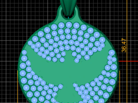 Round Cross Bird Pattern Gold Pendant 3D Print Model