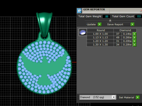 Round Cross Bird Pattern Gold Pendant 3D Print Model