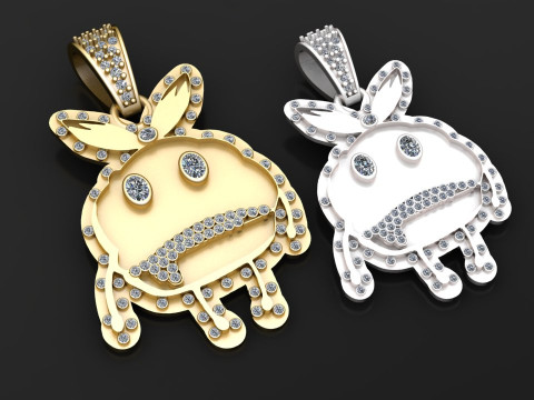Gold Filled Cool Rabbit Charm pendant Model Cetak 3D