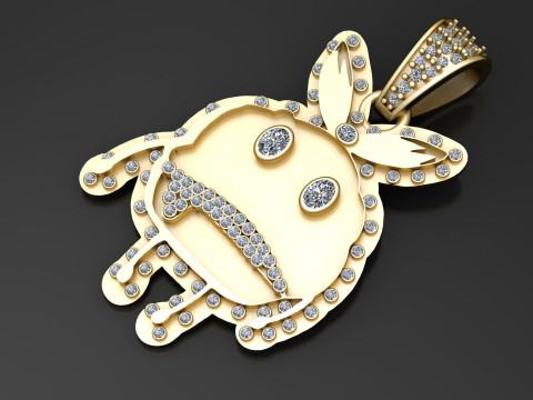 Gold Filled Cool Rabbit Charm pendant 3D Принт Модель