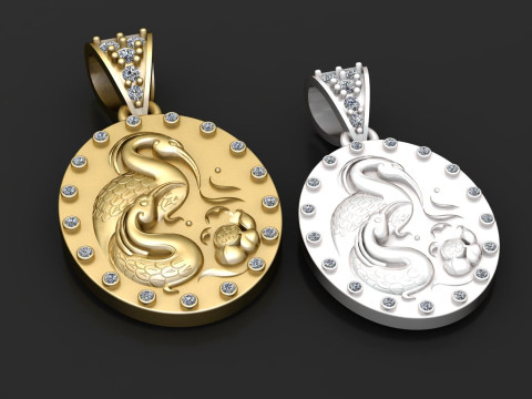 Silver Duck Shape Diamonds pendant 3Dプリントモデル