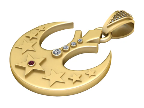 ブランド イスラム教徒の三日月ペンダント 3Dプリントモデル