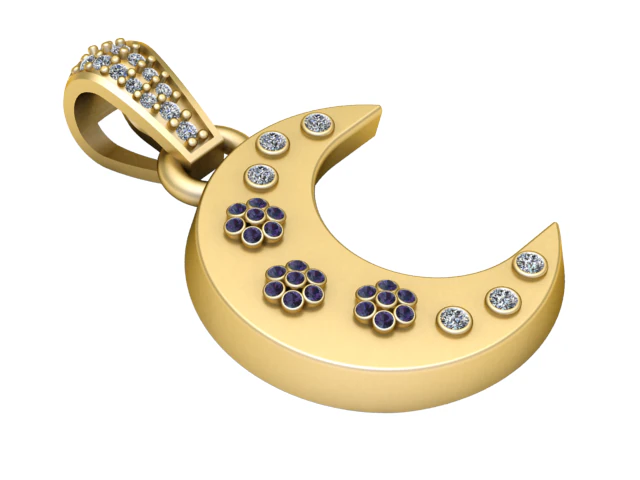 Celestial Crescent Pendant 3D Print Model .c4d .max .obj .3ds .fbx .stl .blend 