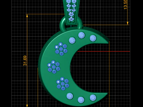 Celestial Crescent Pendant 3D Print Model