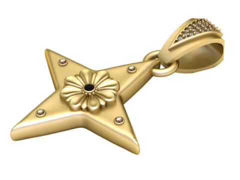 Stellar Bloom Pendant Model Cetak 3D