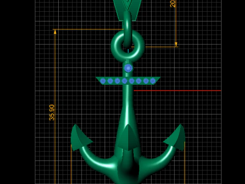 Admirals Anchor Pendant 3D Print Model