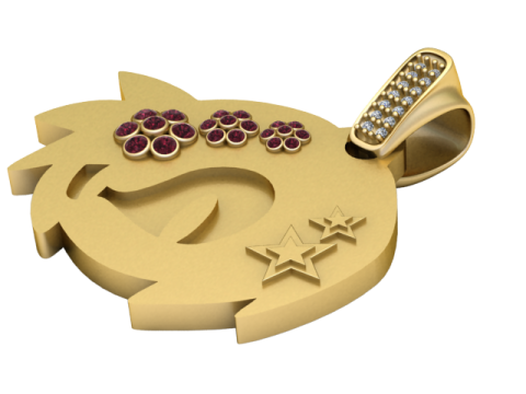 Gold face pendant 3D Baskı Modeli