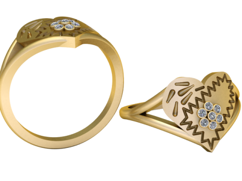 Heart design ring 3D Print Model