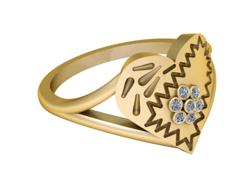 Heart design ring 3D Baskı Modeli