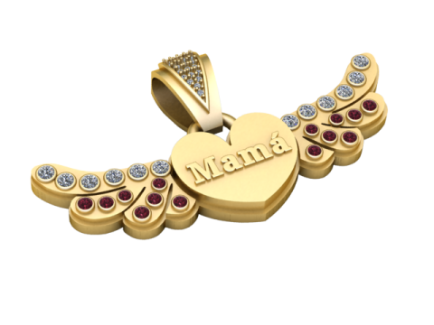 The Mam Heart Wings Pendant 3D Print Model