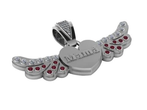 The Mam Heart Wings Pendant 3D Print Model