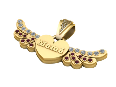 The Mam Heart Wings Pendant 3D Print Model