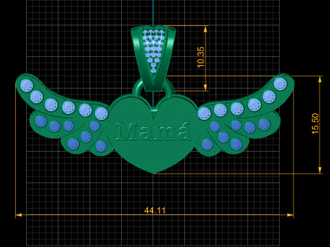 The Mam Heart Wings Pendant 3D Print Model
