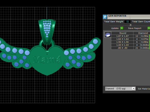 The Mam Heart Wings Pendant 3D 打印模型