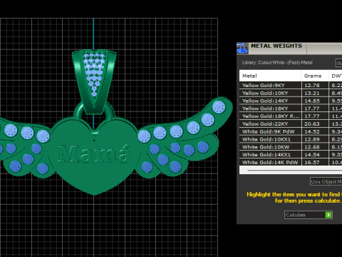 The Mam Heart Wings Pendant 3D Print Model